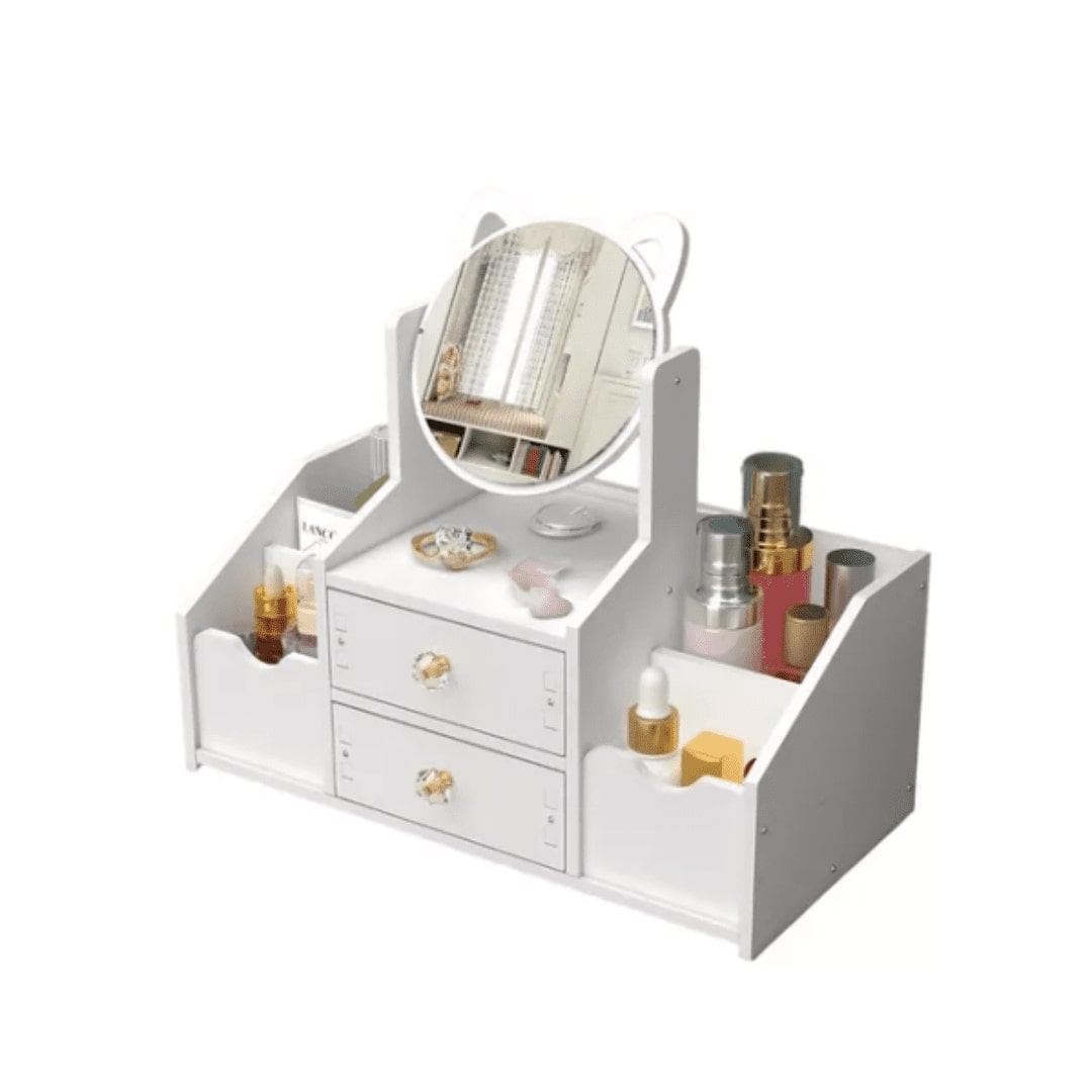 Crusec - Cajón Con Espejo Y Repisa Organizadora De Joyero Cosméticos