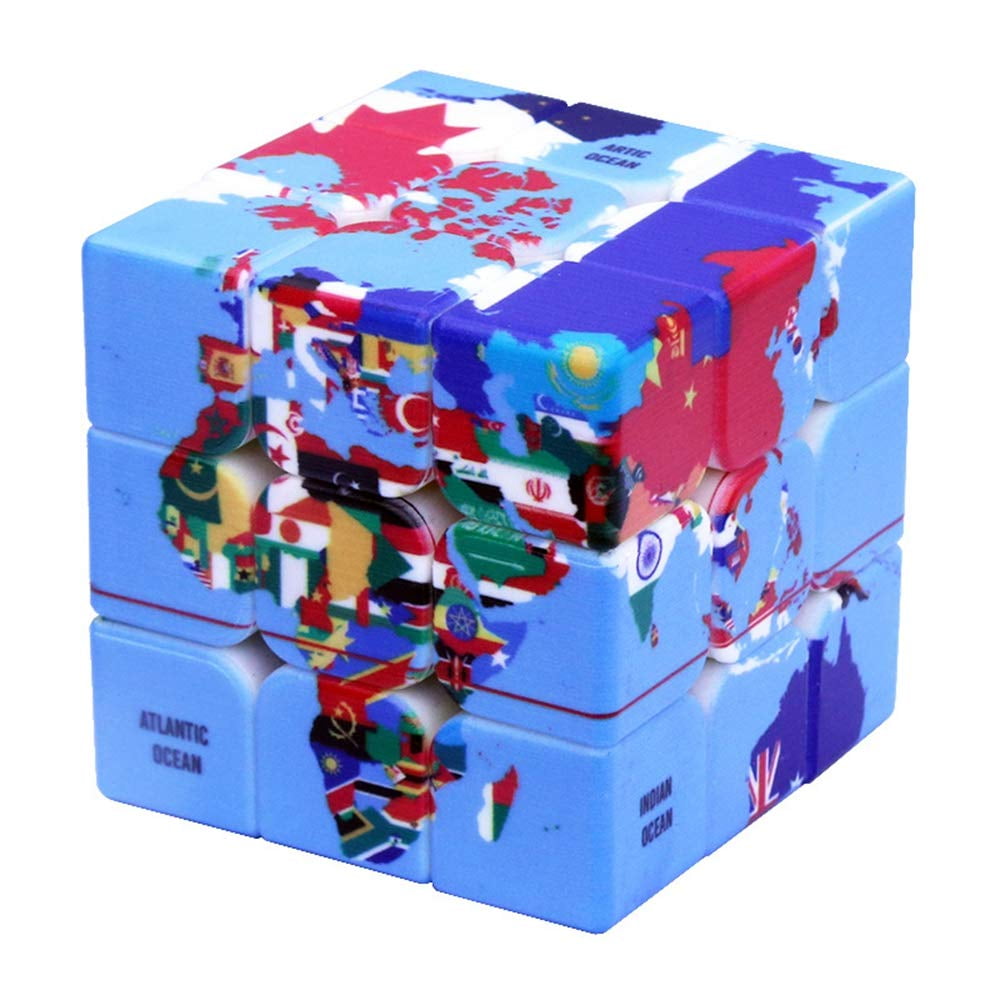 Loyoe Jewelry - Cubo Mágico Rompecabezas Speed Cube Con Diseño Del Mapa Mundial 5,6 Cm/2,2