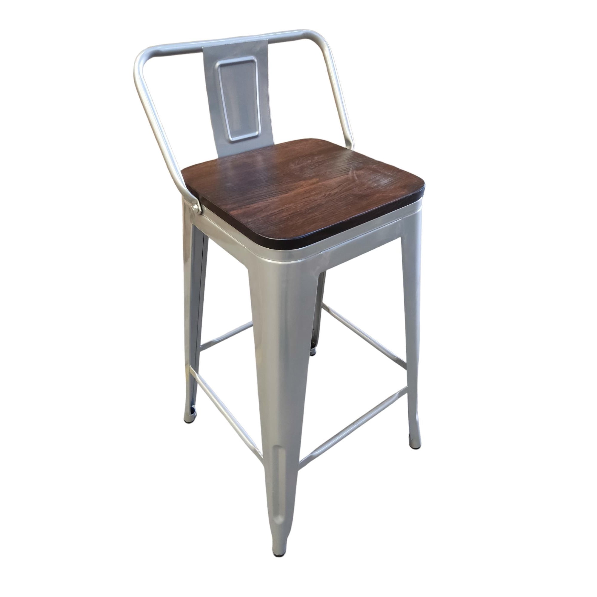 Tolix - Pack 4 Pisos Plata Tauretes 66 Cm Altura Departamento Con Madera