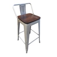 Tolix - Pack 4 Pisos Plata Tauretes 66 Cm Altura Departamento Con Madera