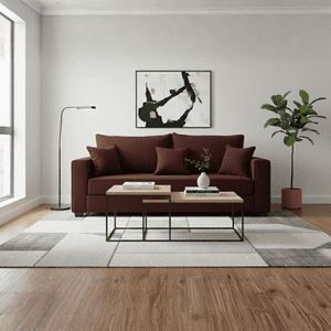 Construmuebles - Sofa Aurelia 3 Cuerpos Tela Burdeo