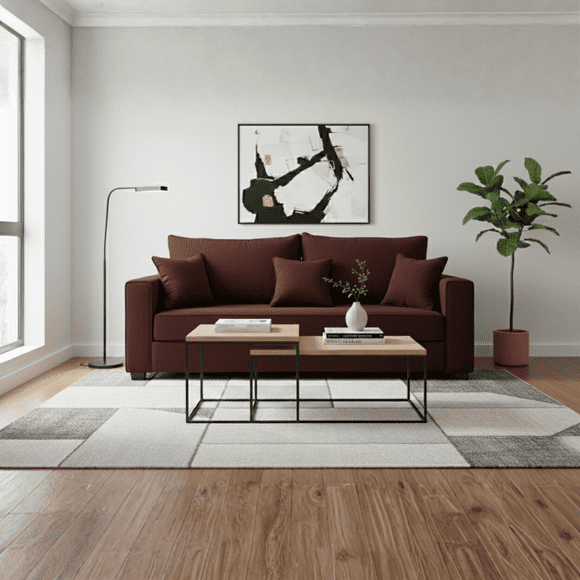 SOFA AURELIA 3 CUERPOS TELA Burdeo