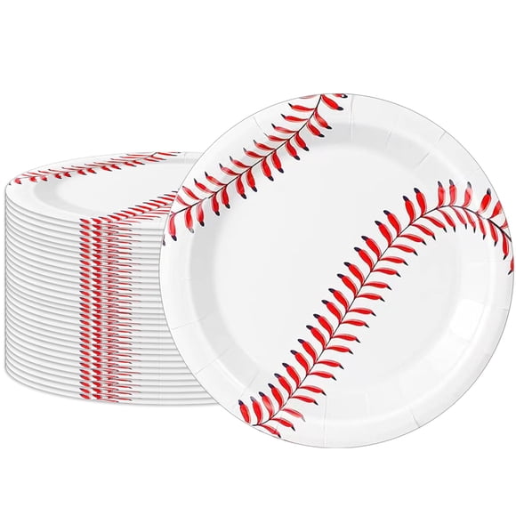 Platos de papel para béisbol Fitoyplak Party Supplies, 7 pulgadas, 60 unidades