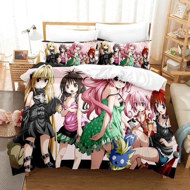 Anime Yami To LOVE-Ru Bedding Set Duvet Cover Bed Set Quilt Cover Pillowcase Comforter Boys Adult
