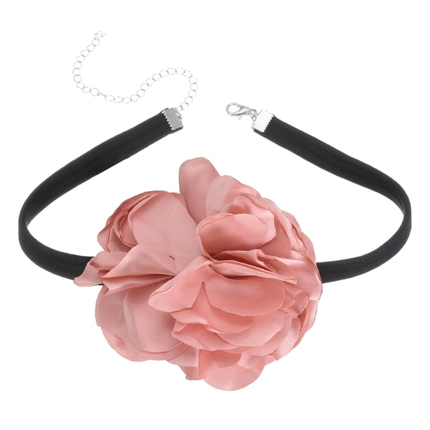 Collares de Gargantilla de Flores Uxcell para Mujeres, Grandes Gargantillas de Flores de Terciopelo Ajustables Accesorios de Collares Florales para Mujeres Boda Fiesta de Graduación, Rosa