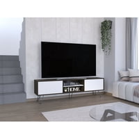 Tuhome - Rack Tv 70"" Vassel Café Oscuro Y Blanco 52,5X180X35 Cm