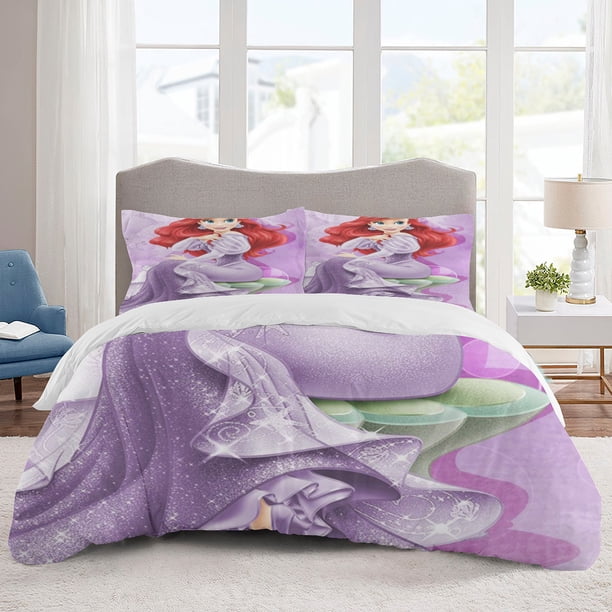 Ariel Bedding Sets Cartoon Duvet Cover Lightweight 3 Piece Bet Sets for Kids Boys Girls