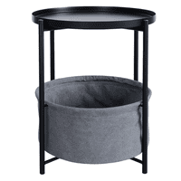 Moboi - Mesa Lateral Auxiliar 2 Niveles Con Cesta 42X42X52Cm Negro