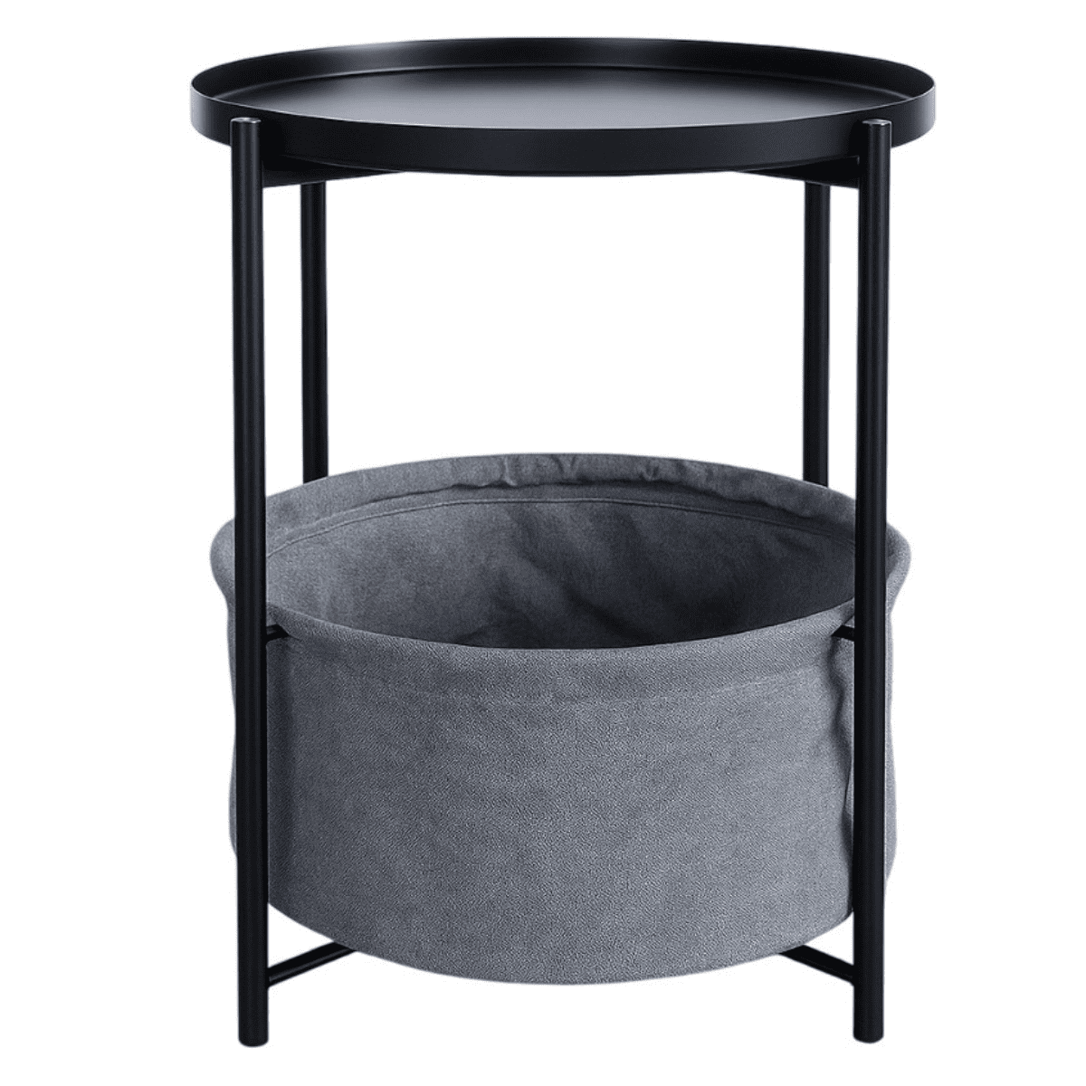 Moboi - Mesa Lateral Auxiliar 2 Niveles Con Cesta 42x42x52cm Negro