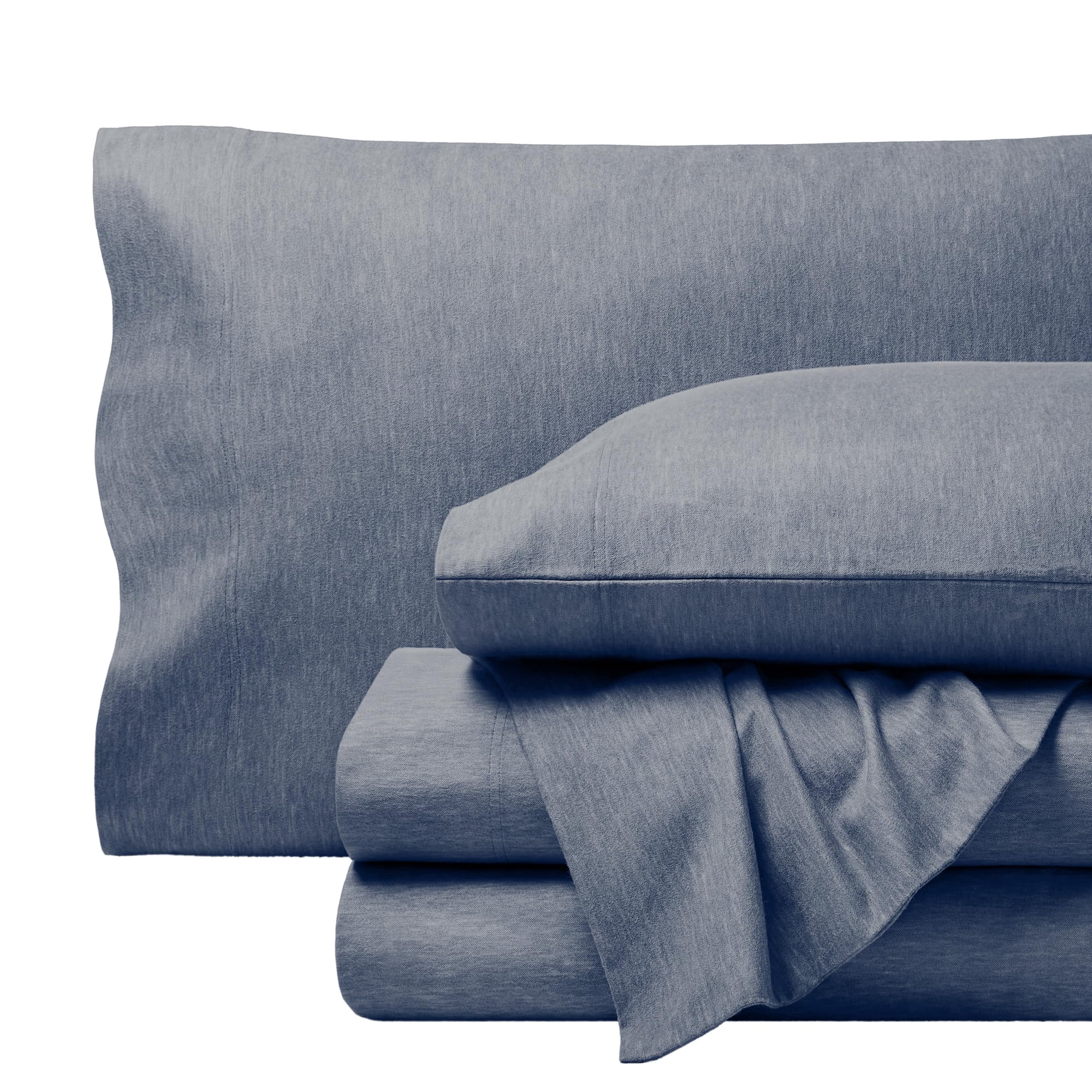 Juego De Sábanas Bare Home De Franela 100% Algodón Queen Heathered Indigo