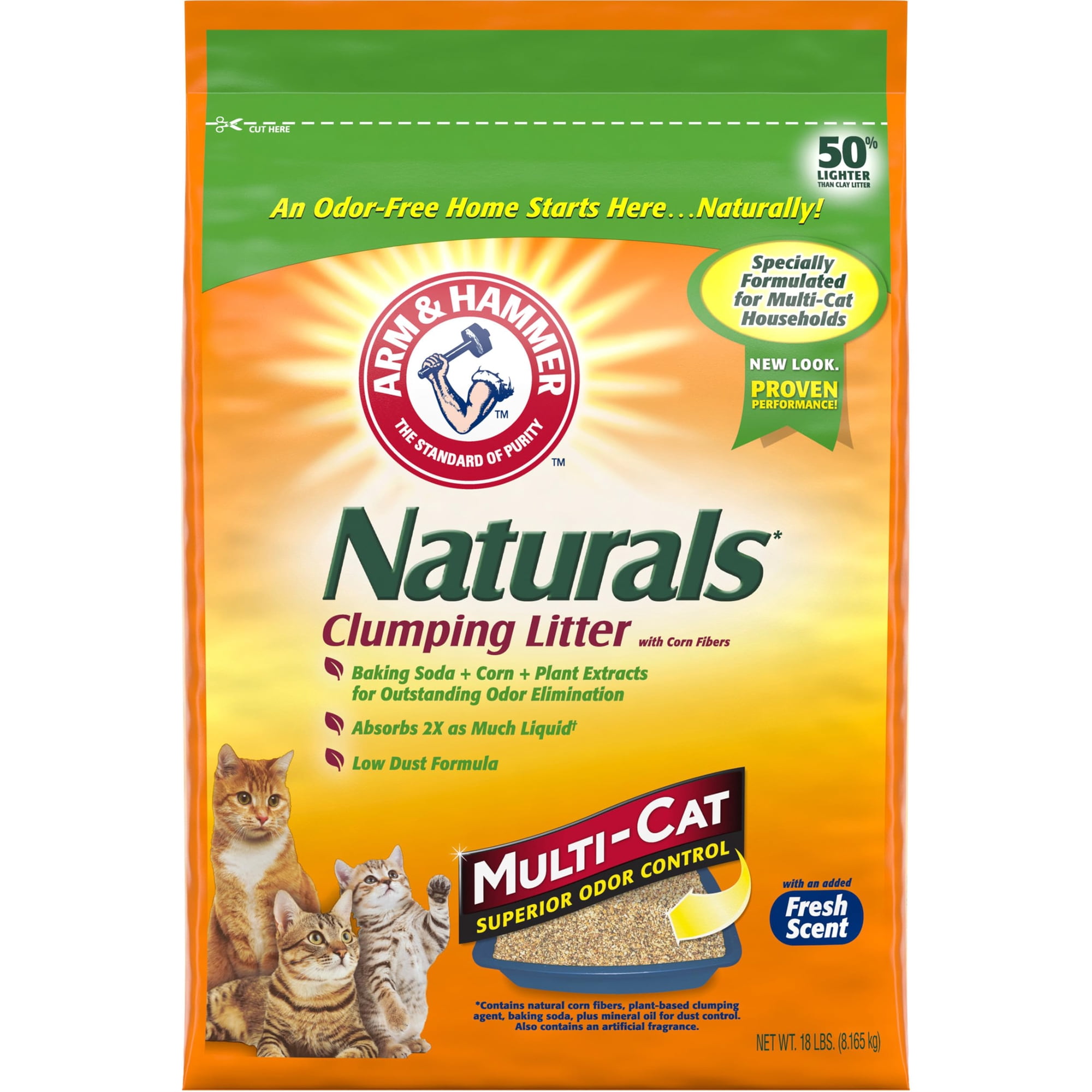 Arena Para Gatos Arm & Hammer Naturals Multi Cat, Bolsa De 8,16 Kg