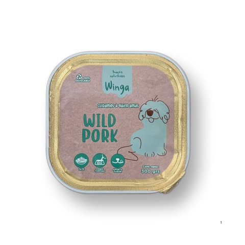 Paté Winga Wild Pork Para Perros 300 Grs.