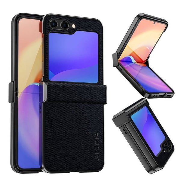 Classic Solid Color Textile Leather Phone Case For Samsung Galaxy Z Flip5