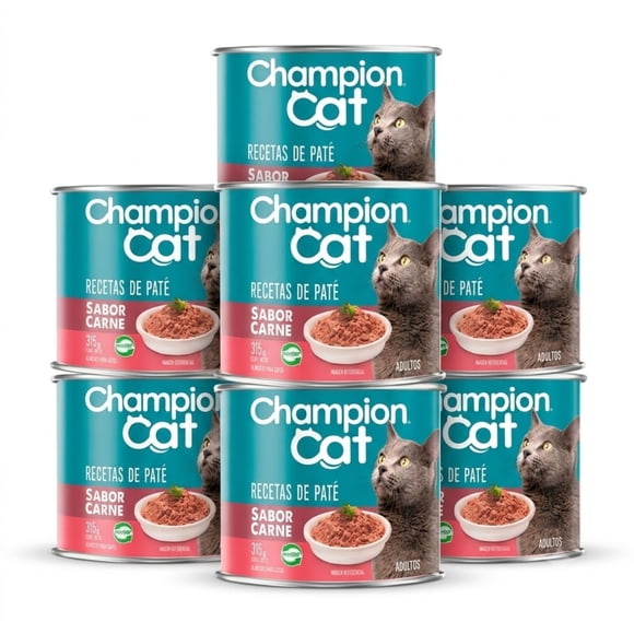 Pack 6 Latas Champion Cat Alimento Húmedo Gato Adulto Sabor Carne