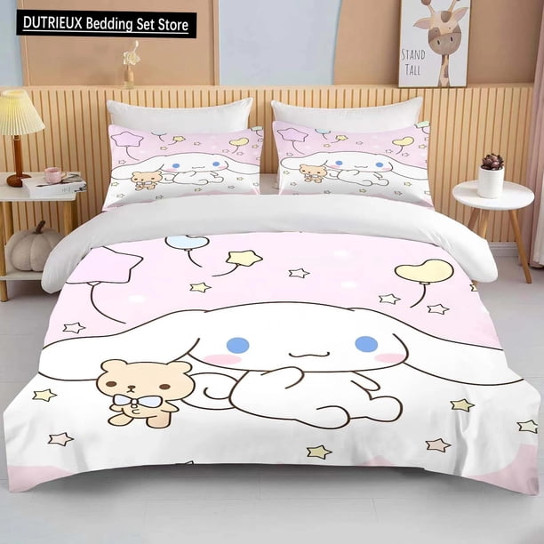 v645 Bed Sheets Kawaii Cinnamoroll Printed Bedding Set Duvet Cover Duvet Cover Pillowcases Adult and Children Bedding Set Luxury Gift 3-Piece Bedding Set (1 Duvet Cover + 2 Pillow Shams) Bed Sheets