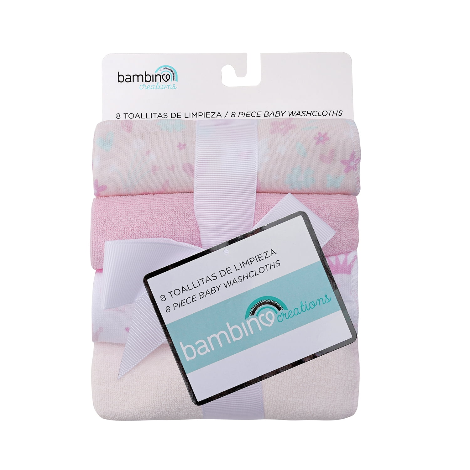 Bambino - Set 8 Toallitas De Limpieza Rosado Flores Niña