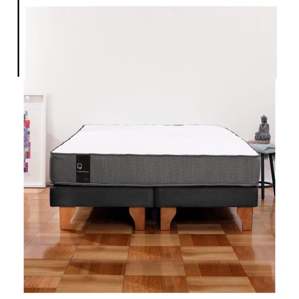 Cama Europea Zen Best 2 Plazas Colchon Resortes Base Dividida Tela Negro