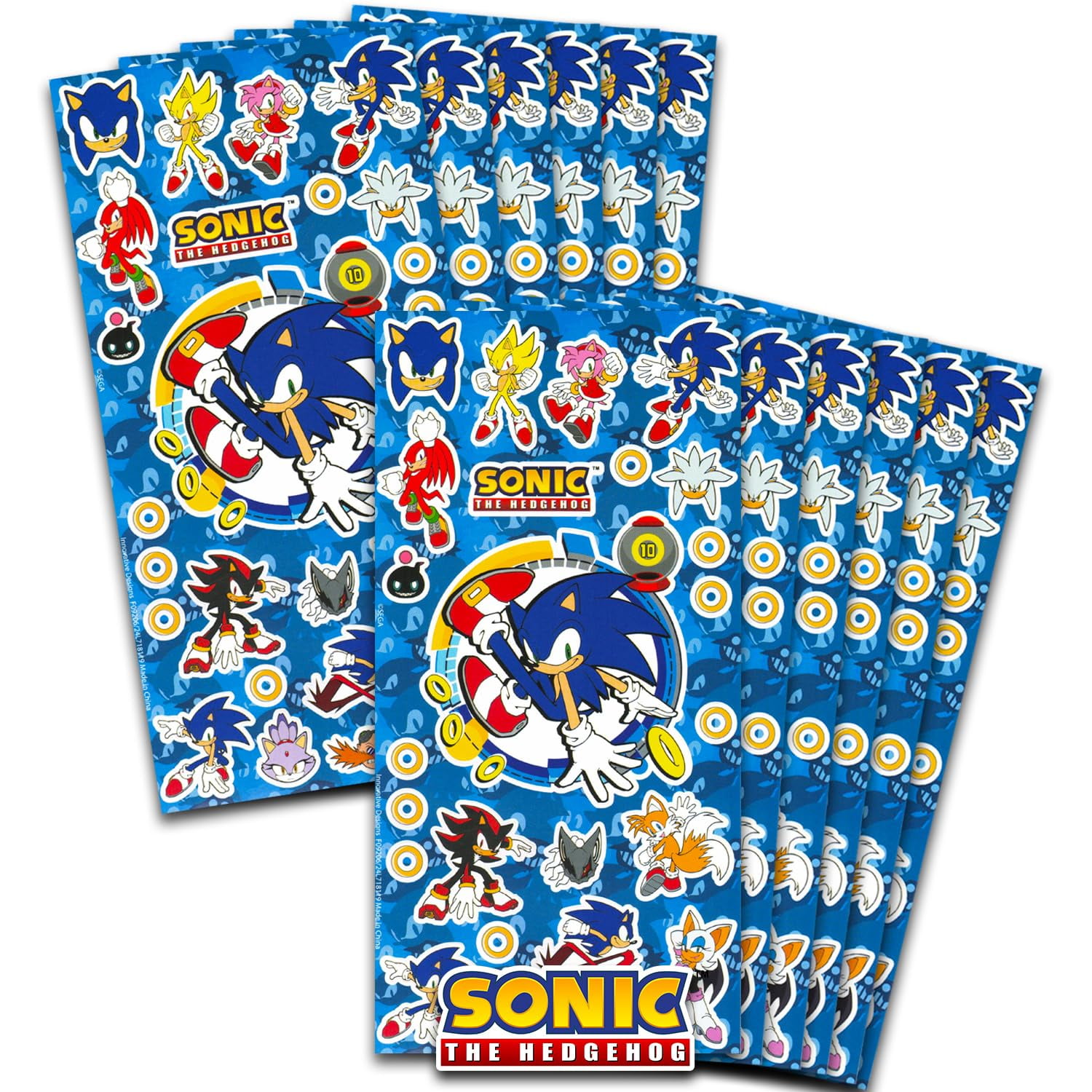 Láminas Adhesivas Party Favors De Sonic The Hedgehog Para Niños, Paquete De 12