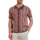 thumbnail image 5 of INSPIRE CHIC Polo de Punto a Rayas para Hombre de Verano con Mangas Cortas y Botones Abajo Camisas Polo de Jacquard S Marrón Oscuro, 5 of 6