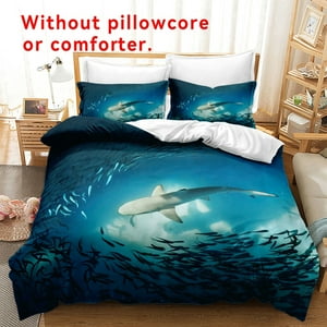 Milsleep - Juego De Ropa De Cama De Funda Nórdica De Poliéster Con Estampado De Tiburón: Suave Y Cómodo Para El Dormitorio