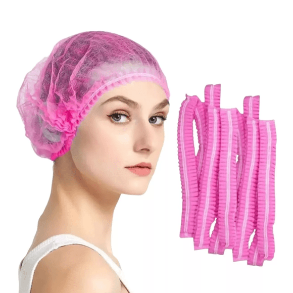 Pack 100 Cofias Rosa Desechable Gorro Elástico Tnt Médico 21