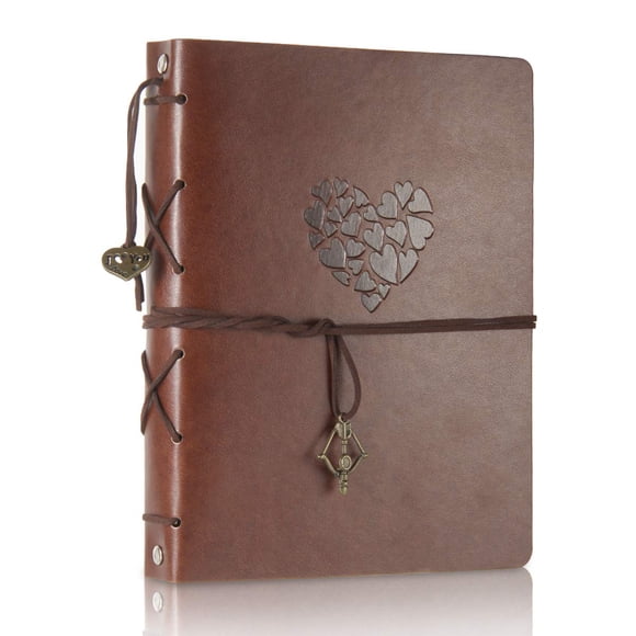 Álbum de recortes de piel ThxMadam, estilo vintage, 22 x 18 cm, 60 páginas