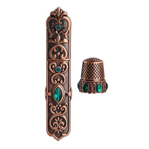 Magideal - Caja De Agujas De Dedal De Costura En Relieve Con Dedal Estilo Europeo Acolchado Artesanía Puntada Bordado Vintage Costura Artesanía Herramientas Opción 1