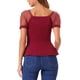 thumbnail image 3 of INSPIRE CHIC Elegante Blusa Peplum de Cuello Cuadrado con Mangas Abullonadas para Mujer para Uso Casual S Rojo Oscuro, 3 of 5
