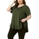 thumbnail image 4 of Blusas con Volantes y Mangas Cortas con Botones en el Cuello en V para Mujer de Talla Grande de Agnes Orinda, Talla 1X, Verde Militar, 4 of 6