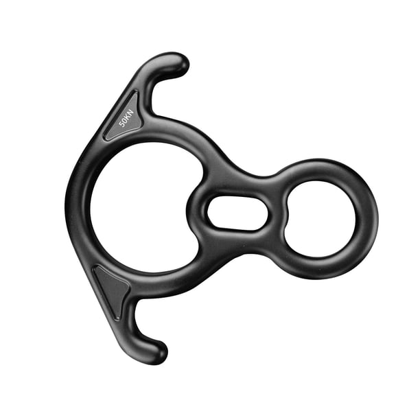 Descensor de 8 figuras de 50 kN Equipo de aseguramiento para rápel Dispositivo de aseguramiento para operaciones de descenso Expansión de espeleología Negro