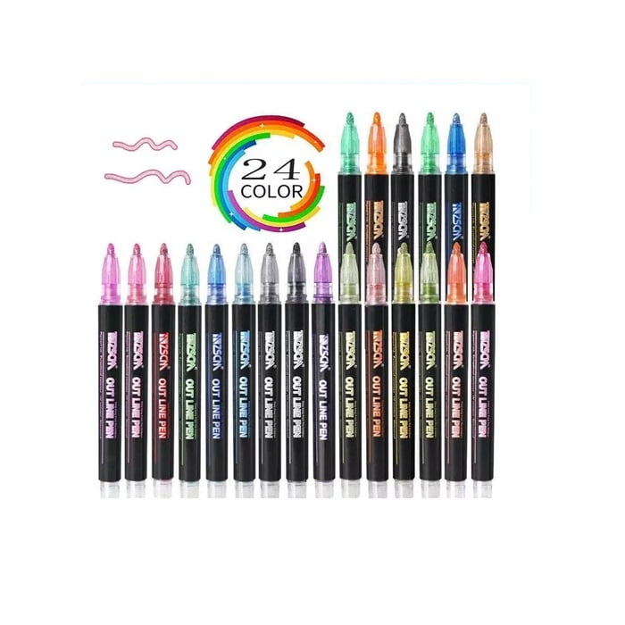 Masterprox - Lapices Marcadores Mágicos Metálicos Con Contorno 24 Colores