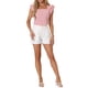 thumbnail image 2 of INSPIRE CHIC Blusas de Cuadros para Mujer de Regreso a Clases Cuello Cuadrado Mangas con Volantes Blusa de Verano Rosa XL, 2 of 6