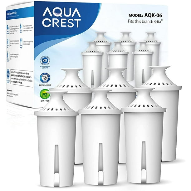 Filtro de Agua Aqua Crest Reemplazo para Jarras y Dispensadores Brita NSF 6 Paquetes