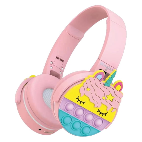 Audifonos Inalambricos Bluetooth PopIt Diseño Unicornio Rosa