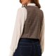 thumbnail image 3 of INSPIRE CHIC Chaqueta sin mangas a cuadros elástica asimétrica con botones y cintura fruncida en V para mujer XL Marrón, 3 of 8