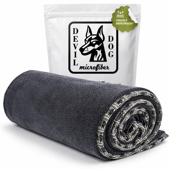 Toalla para perros Devil Dog de microfibra 40 x 61 cm, 1200 GSM, gris