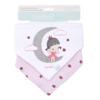 Bambino - Set 2 Babero Bandana Gris Niña Luna
