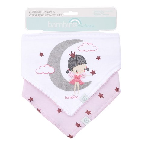 Bambino - Set 2 Babero Bandana Gris Niña Luna