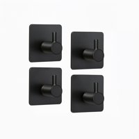 Alday - Pack De 4 Ganchos Adhesivos Impermeables - Color Negro