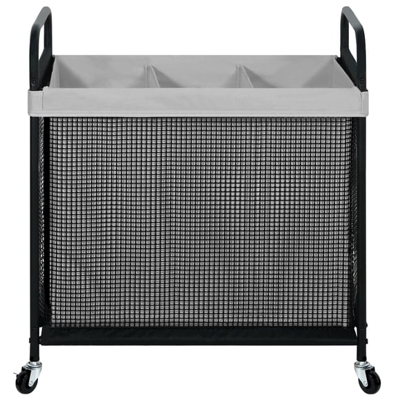 Cesto de ropa STO STO de 3 secciones, 120 L con bolsa extraíble, color gris