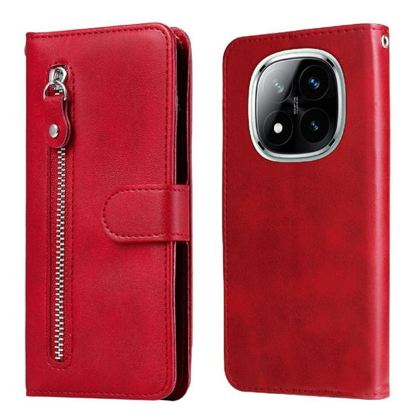 Funda con Cremallera para Xiaomi Poco X7 5G, Carcasa Cartera de Cuero PU con Soporte y Tarjetero