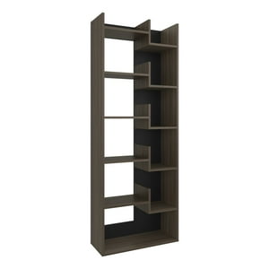 Fmfurniture - Biblioteca 6 Niveles Cafe Oscuro Y Negro