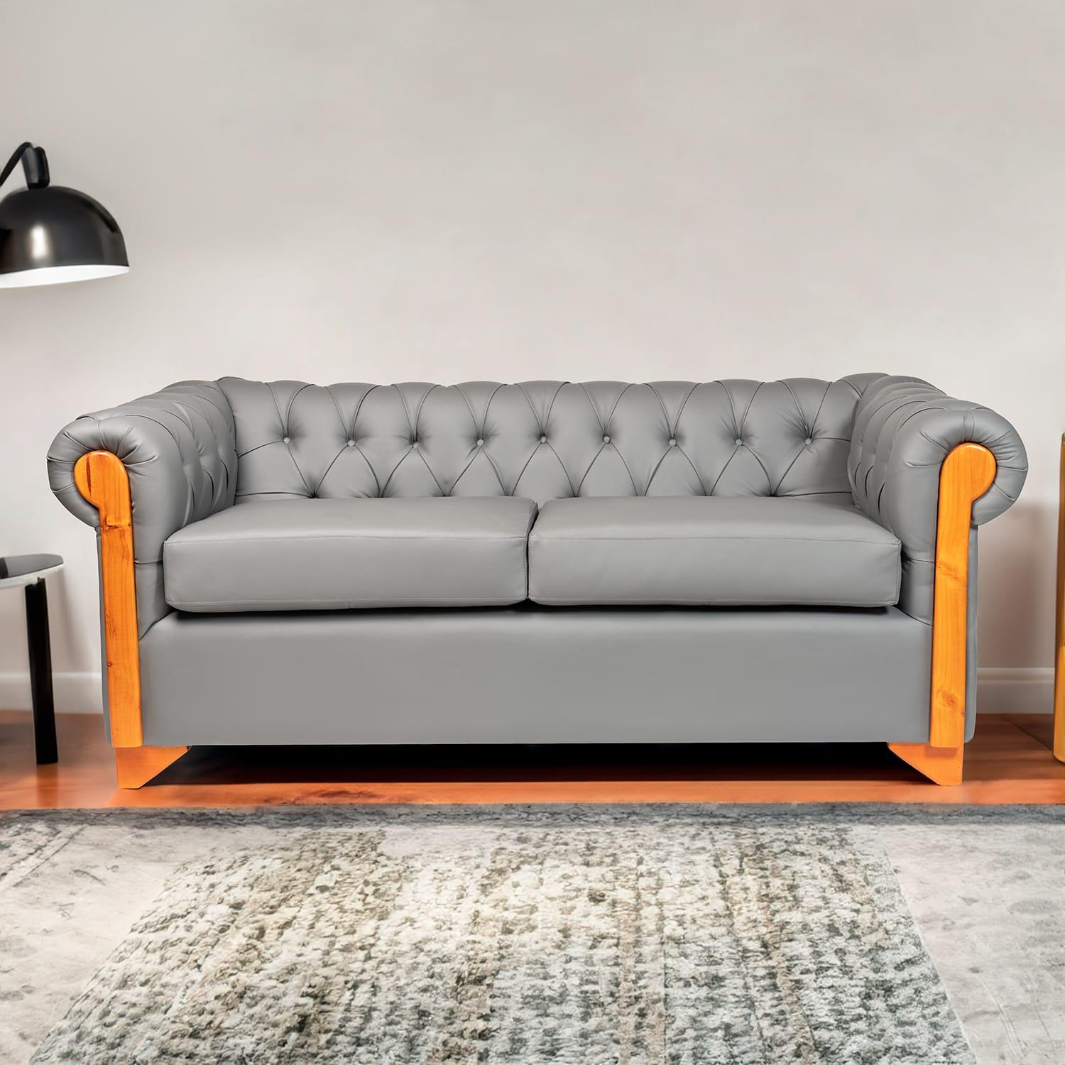 Diseños Valestrini - Sofa Chesterfield Ecocuero Gris