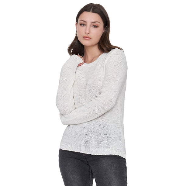 Sweater Mujer Cinta Color Blanco Corona
