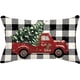 thumbnail image 1 of Fundas de almohada navideñas de 12 x 20 cm, diseño de camión a cuadros estilo búfalo, árbol de Navidad, cojines decorativos, decoración de fiestas navideñas, funda de cojín roja para sofá de casa, 1 of 7