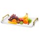 thumbnail image 1 of Bandeja de servicio de plástico Uxcell con asa dorada, bandeja decorativa rectangular moderna de 12 x 8.6 pulgadas, 1 of 7