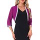 thumbnail image 1 of INSPIRE CHIC Chaqueta de Noche para Mujer con Ribete de Lentejuelas, Manga 3/4, Abierta al Frente, Corta de Chifón, Púrpura M, 1 of 6