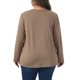 thumbnail image 3 of Agnes Orinda Tops de Mujer Tallas Grandes Cuello Fruncido con Muesca Camisetas de Manga Larga Blusas Sueltas Casual Túnica 3X Caqui, 3 of 5