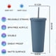 thumbnail image 2 of Vaso de plástico reutilizable para agua fría de 700 ml, vaso para bebidas de color sólido de doble capa con tapa y pajita., 2 of 5