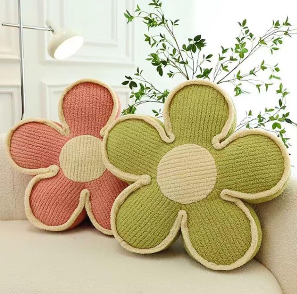 Genérico - Set De 4 Cojines Diseño Flor Color Rosado7Verde